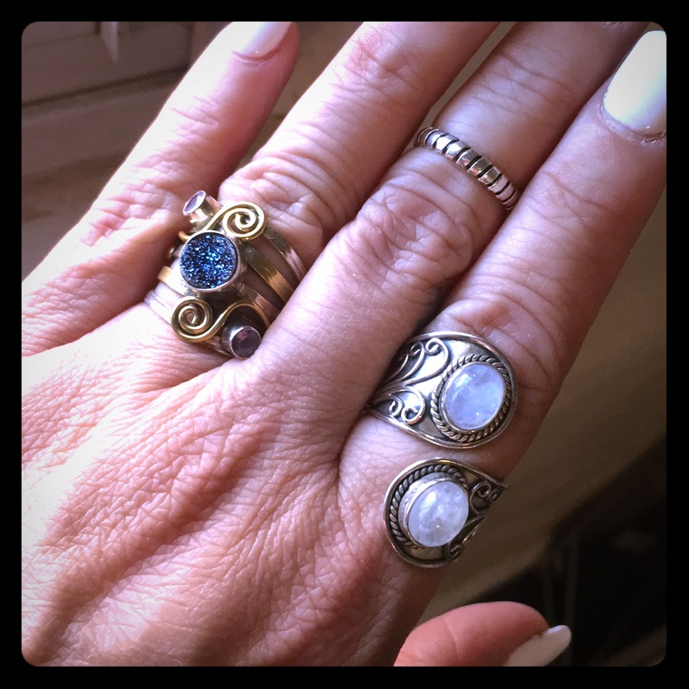 Sterling silver 925 moonstone ring adjustable
